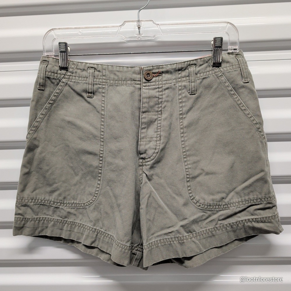 Montana Blues Utility Shorts Size 7 Womens Olive Green Cotton Button Fly Cargo‎
